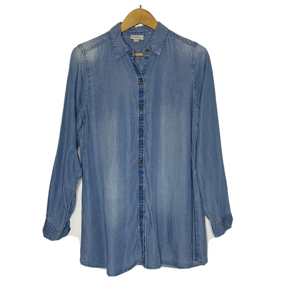 J Jill Denim Button Up Women’s Blue Jean Long Sleeve Shirt Top Size Small